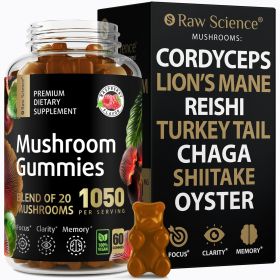 Mushrooms Complex Gummies with Lions Mane Nootropic Brain Supplements for Memory and Focus Lion's Mane Cordyceps Shiitake Turkey Tail Reishi Chag