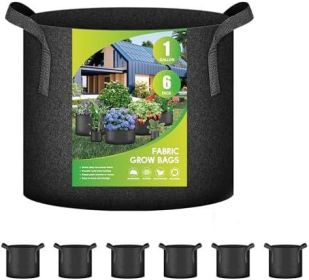 Grow Bag 1 Gallon 6-Pack Heavy Duty Plant Pots, 300g Thick Nonwoven Fabric Containers Aeration with Nylon Handles, for Planting Vegetables, Fruit