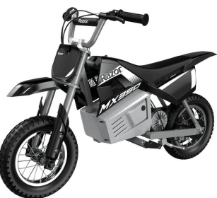 Razor Dirt Rocket MX350 - Black with Decals, up to 14 mph, 24V Electric Dirt Bike for Child 8+