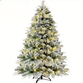 6 Ft Prelit Pencil Christmas Tree, Flocked Artificial Xmas Tree With Warm WhiteLights, Full Branch Tips, Perfect Choice Decoration For Xmas Holid