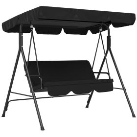 Outsunny 3-Seat Outdoor Patio Swing Chair with Removable Cushion, Steel Frame Stand and Adjustable Tilt Canopy for Patio, Garden, Poolside, Balco