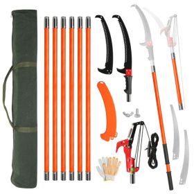 26ft Manual Pole Saw, Lightweight Tree Trimmers Long Handle Pruner Set, Sharp Steel Blade and Scissors Pole Saw for Trimming Palm, Pear Tree, Fir