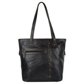 Evelyn Large Tote Shoulder Bag made with upcycled leather + premium vegan leather