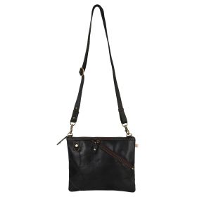 Grayson Wide Crossbody made with upcycled leather + premium vegan leather w/ stylish slanted Front Pocket