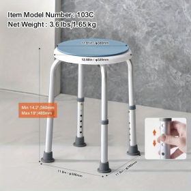 Heavy Duty 300lb Shower Chair with Auto-Leveling Base - 6 Height Adjustable Bath Stool, Non-Slip Bathroom Safety Seat with Locking Suction Cups