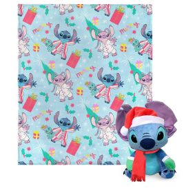 Disney Lilo & Stitch Holiday Jammies Hugger Pillow & Silk Touch Throw Blanket Set 40x50 Inches