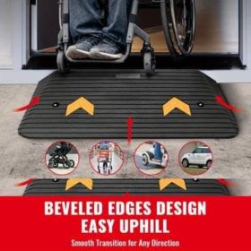 Upgraded Rubber Threshold Ramp, 3" Rise Door Ramp with 1 Channel, Natural Rubber Car Ramp with Non-Slip Textured Surface