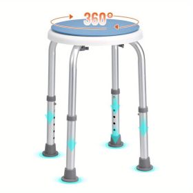 300lb Adjustable Shower Chair - 6 Heights + Non-Slip Rubber Tips - Safe Bath Stool for Seniors, Disabled & Pregnant(Tool-Free, Fits Tub/Shower