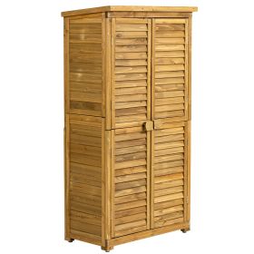 Outdoor Storage Cabinet, Wood Garden Shed, Pool Storage Shed With Lockable Door, Waterproof Roof And 2 Removable Shelves, Vertical Outside Storag (Option: Natural)