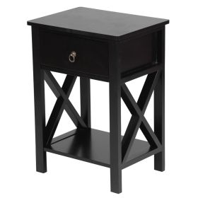 Black, MDF Painted, 40x30x55cm, Bedside Table (Color: black)