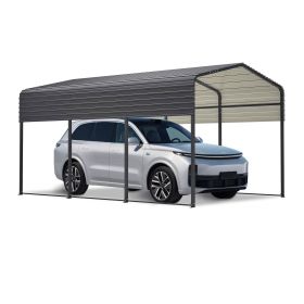 10x15 Ft  Metal Carport Carports With Enhanced Base Heavy Duty Garage Outdoor Galvanized Car Shelter For Car, Boats And Truck (Option: 10x15 ft)