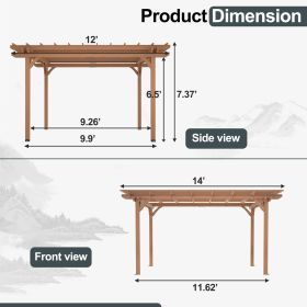 Outdoor Wood Pergola, Wooden Patio Pergola Gazebo For Climbing Plant Support, Garden,Brown (Option: 12X14 ft)