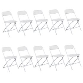 10pcs Injection Molded Classic White Courtyard Plastic Folding Chair (Color: White)