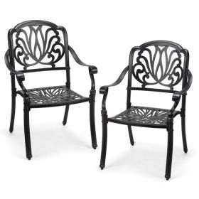 2pcs Black Cast Aluminium Stacking Chair (Color: black)