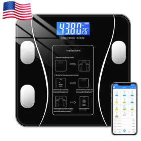 Digital Body Weight Scale Backlit Display Bathroom Scale High PrecisionBluetooth (Color: black)