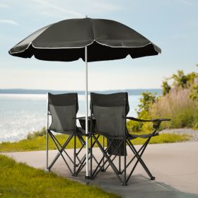 Black Fishing Chair Iron Bracket Oxford Cloth 85kg With Sunshade (Color: black)