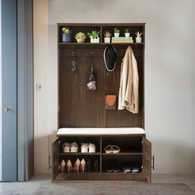 2 Storage Racks, 4 Storage Cabinets With 4 Clothes Hooks And 1 Sponge Pad, Multiple Wardrobe Storage Racks For Bedroom And Porch, Coat Rack, Shoe (Option: Dark Colour)