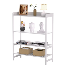 Sofa Table, Bamboo Console Table, 4-Tier Narrow Side Table With Open Shelves, Foyer Table Plant Stand For Entryway, Hallway, Kitchen, Living Room (Color: White)