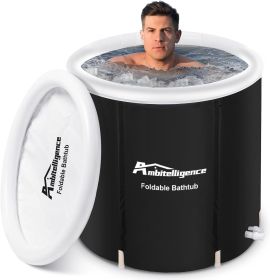 Recovery Ice Tub Foldable Bathtub Outdoor Portable Cold Water Therapy Tub Fitness Rehab Ice Tub For Athletes Long Lasting Insulated Ice Tub, Spa (Color: black)