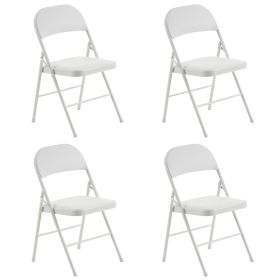 4pcs Simple Leather PVC Steel Pipe Exhibition Chairs (Color: White)