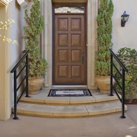 Matte Black 1-3 Step Adjustable Straight Handrail Courtyard Staircase Handrail (Color: black)