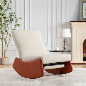 Modern Rocking Chair Recliner, Comfy Rocker Nursery Chair With Footrest, Accent Reading Chair, Uphol (Color: Orange)