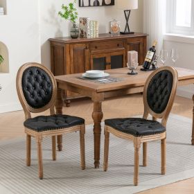 French Style Solid Wood Frame Antique Painting, PU Artificial Leather Decoration (Option: Black PU)