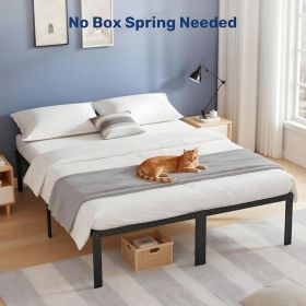 Full Size Bed Frame, 14 Inch Platform Bed Without Spring Mattress Required (Color: black)