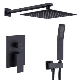 Shower System Shower Faucet Combo Set Wall Mounted With 10  Rainfall Shower Head And Handheld Shower Faucet  Matte Black Finish With Brass Valve (Color: black)