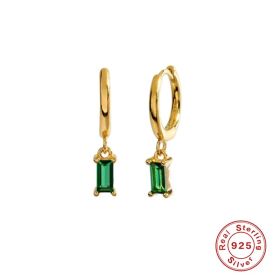 925 Sterling Silver French Punk Hip-Hop Geometric Small Hoop Earrings for Women Gold Silver Party Jewelry Accessories (Gem Color: 9)