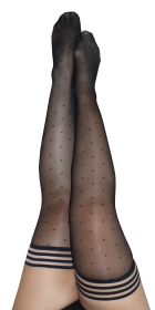 Ally: 1940s Polka Dot Flashback Thigh Highs. Petite to Plus Size (Select Size: Size D)