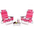 2-Pack Folding Backpack Beach Chair Table Set 5-Position Outdoor Reclining Chair Pattern (Color: )