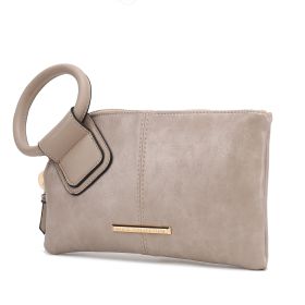 MKF Collection Simone Clutch/Wristlet Handbag Vegan Leather Women by Mia k (Color: Taupe, Material: Vegan Leather)
