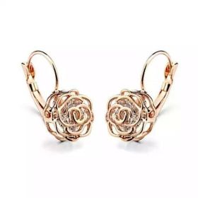 ROSE IS A ROSE 18kt Rose Crystal Earrings In White Yellow And Rose Gold Plating (Color: 18kt White Gold Plt.)