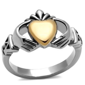 TK1157 - Two-Tone IP Gold (Ion Plating) Stainless Steel Ring with No Stone (size: 6)