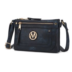 MKF Collection Elaina Multi Pocket Crossbody Handbag by Mia K (Color: NAVY, Material: Vegan Leather)