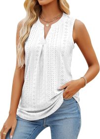 Sleeveless Tops for Women Dressy Casual Summer Blouses Trendy Eyelet Office Work Shirts (size: S)
