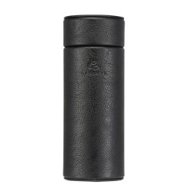 GALINER Travel Cigar Jar Tube Cedar Wood Leather Cigar Case Portable Fit About 5 Cigars Humidor Box W/ Hygrometer Humidifier (Color: black)