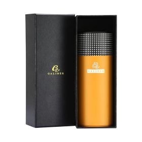 GALINER Leather Cigar Tube Jar Cedar Wood Lined Travel Humidor Cigar Case With Hygrometer Humidifier Gift Box Packing (Color: Yellow)
