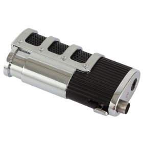 Portable Outdoor Smoking Use Torch Lighters Metal Butane Gas Refillable Cigar Lighter W/ Sharp Drill Useful Smoking Accessory (Color: black)