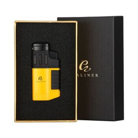 GALINER Lighter Cigar Punch Accessories Tobacco Jet Torch Lighter Gas Windproof Smoking Tool Cigarette Cigar Lighter Gadgets (Color: Yellow)