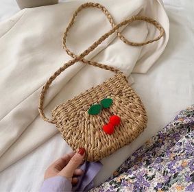 Juicy Bloom Straw Crossbody Bag (Style: Cherry)
