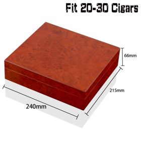 Cedar Wood Travel Cigar Humidor Box With Humidifier Hygrometer Humidor Cigar Box Case Glass Humidors Fit 20-30 Cigars (Color: purple)