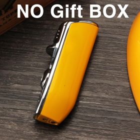 Luxury Snake Mouth Shape Metal Windproof 3 Torch Jet Flame Cigarette Cigar Lighter w/ Built-in Cigar Punch w/ Gift Box (Color: Yellow no box)