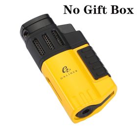 GALINER Cigar Lighter With Punch Smoking Accessories Windproof 4 Jet Blue Flame Torch Lighters For Cigar (Color: No Gift Box)