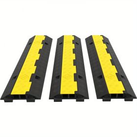 3-Pack Heavy Duty 2-Channel Rubber Cable Protector Ramp - 11, 000lbs Axle Capacity, Industrial-Grade Speed Bumps for Driveways & Warehouses (3PCS: 40*9.7*2 IN)