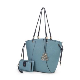 MKF Collection Liv Tote and Wallet Set Fashion Handbag by Mia K. (Color: Charcoal, Material: Vegan Leather)