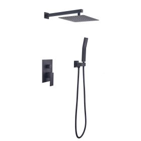 10 Inch Shower Head Bathroom Luxury Rain Shower Complete Combo Set Wall Mounted (Color: black)