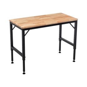 48 In Heavy-Duty Adjustable Workbench For Garage, Rubber Wood Shop Table ,Hardwood Workstation Weight Capacity Over 2000 Lbs (Option: Without)